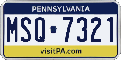 PA license plate MSQ7321