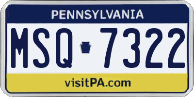 PA license plate MSQ7322
