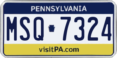 PA license plate MSQ7324