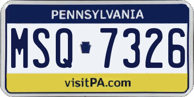 PA license plate MSQ7326
