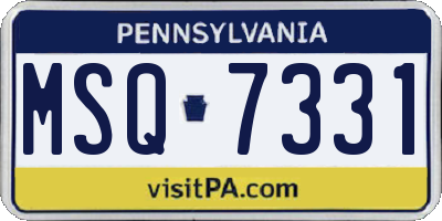PA license plate MSQ7331