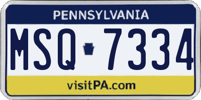 PA license plate MSQ7334