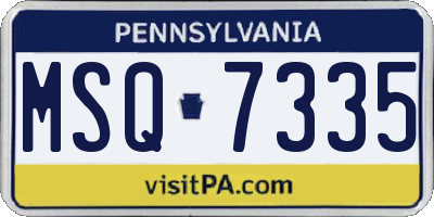 PA license plate MSQ7335
