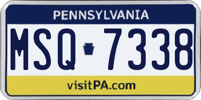 PA license plate MSQ7338