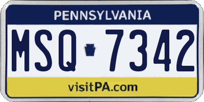 PA license plate MSQ7342