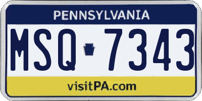 PA license plate MSQ7343