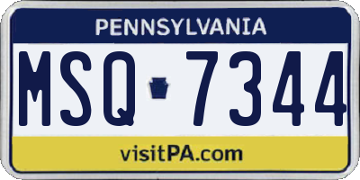PA license plate MSQ7344