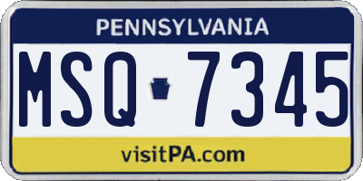 PA license plate MSQ7345