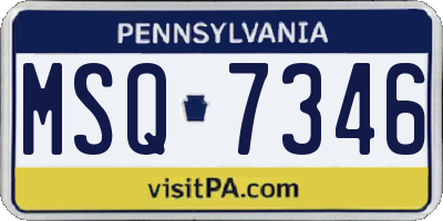 PA license plate MSQ7346