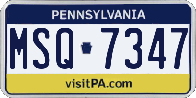 PA license plate MSQ7347