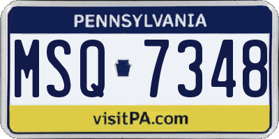 PA license plate MSQ7348