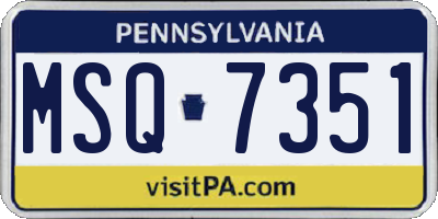 PA license plate MSQ7351