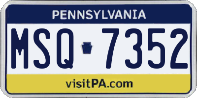 PA license plate MSQ7352