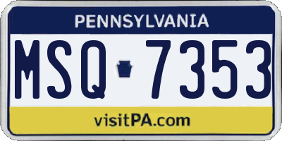 PA license plate MSQ7353