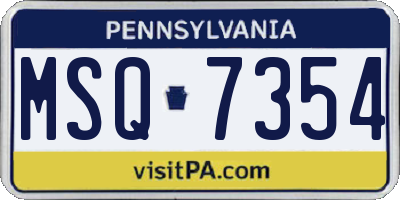 PA license plate MSQ7354
