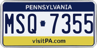 PA license plate MSQ7355