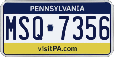 PA license plate MSQ7356