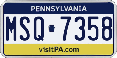 PA license plate MSQ7358