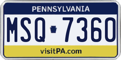 PA license plate MSQ7360