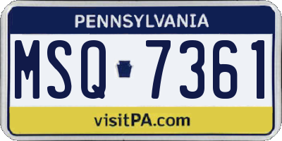 PA license plate MSQ7361