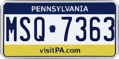 PA license plate MSQ7363
