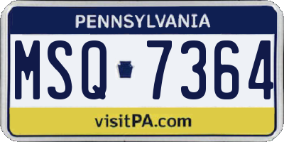 PA license plate MSQ7364