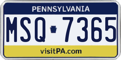 PA license plate MSQ7365