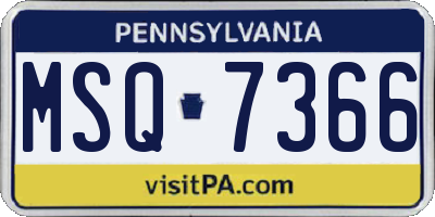 PA license plate MSQ7366