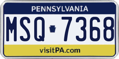 PA license plate MSQ7368