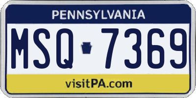 PA license plate MSQ7369