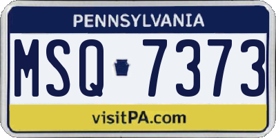 PA license plate MSQ7373
