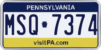 PA license plate MSQ7374