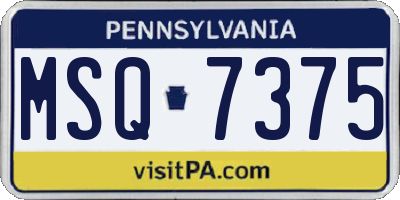 PA license plate MSQ7375