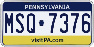 PA license plate MSQ7376