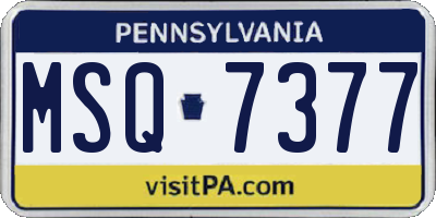 PA license plate MSQ7377