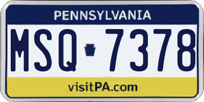 PA license plate MSQ7378