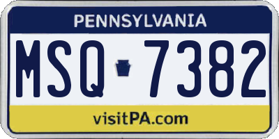 PA license plate MSQ7382