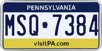 PA license plate MSQ7384