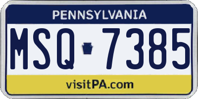 PA license plate MSQ7385