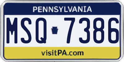 PA license plate MSQ7386