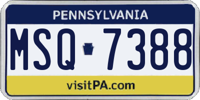 PA license plate MSQ7388
