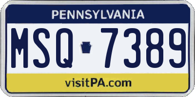 PA license plate MSQ7389