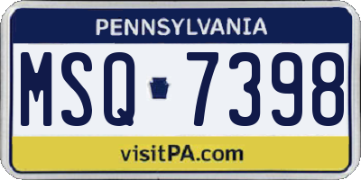 PA license plate MSQ7398