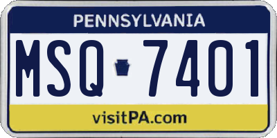 PA license plate MSQ7401
