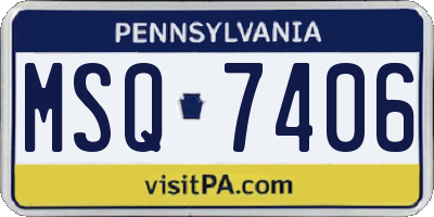PA license plate MSQ7406