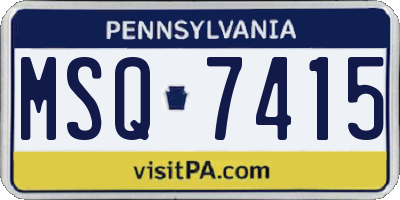 PA license plate MSQ7415