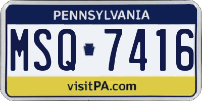PA license plate MSQ7416