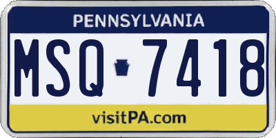 PA license plate MSQ7418
