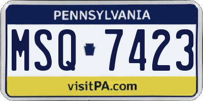 PA license plate MSQ7423