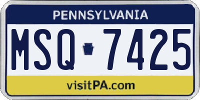 PA license plate MSQ7425